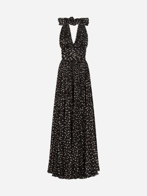 Dolce & Gabbana Long dress in polka-dot print chiffon
