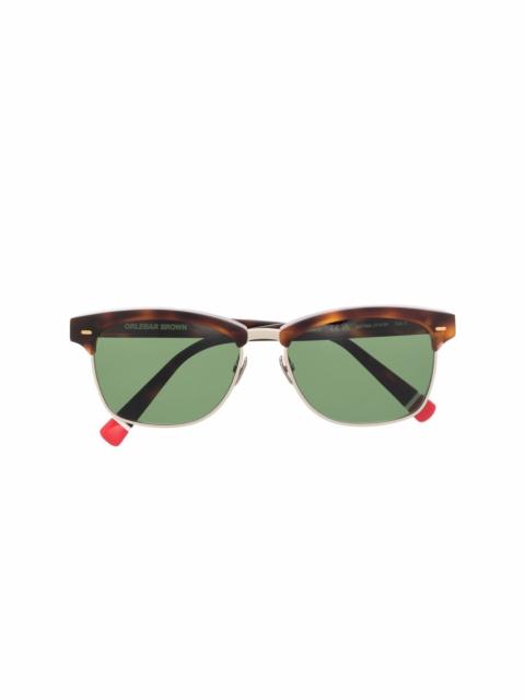 ORLEBAR BROWN tortoiseshell rectangle frame sunglasses