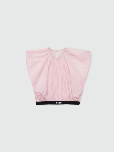 MSGM Pink cropped taffeta blouse