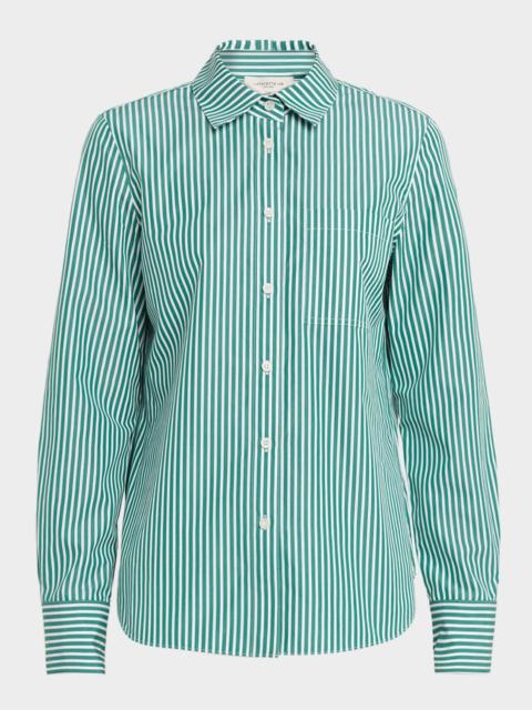 Lafayette 148 New York Striped Button-Front Cotton Shirt