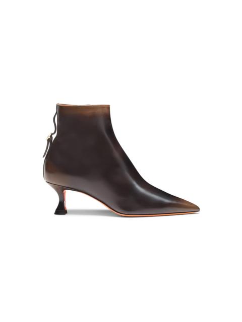 Santoni Women's dark brown leather mid-heel ankle boot
