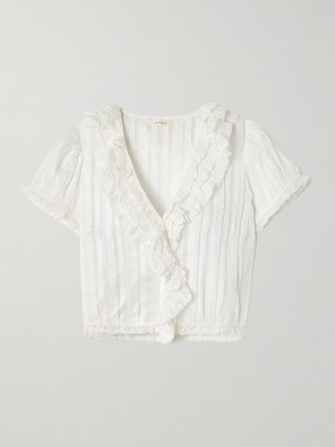 DÔEN Bernadette Lace-trimmed Pintucked Organic Cotton-voile Blouse