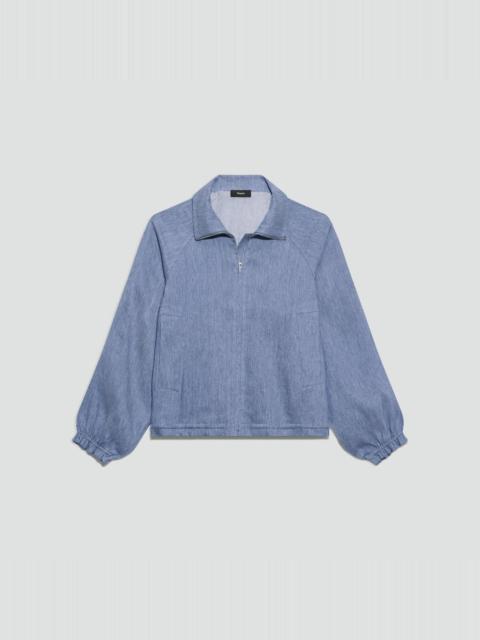 Theory Collared Zip Jacket in Fluid Linen