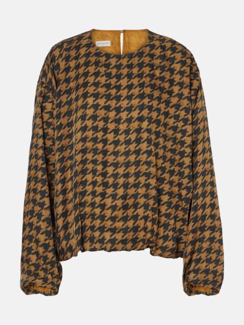 Dries Van Noten Houndstooth satin blouse