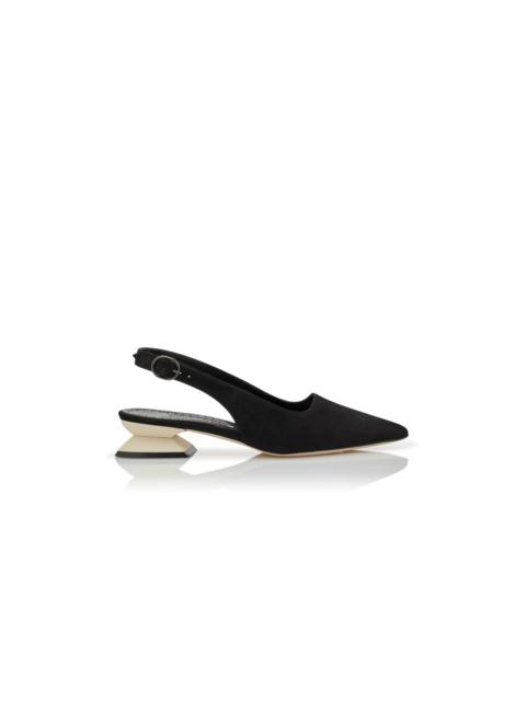 Black and Ivory Suede Slingback Mules