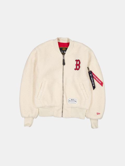 Nike BOSTON RED SOX X ALPHA X NEW ERA MA-1 SHERPA BOMBER JACKET WOMENS