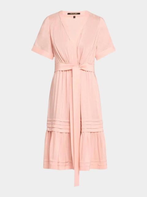KOBI HALPERIN Miranda Pintuck Tiered Linen-Silk Midi Dress