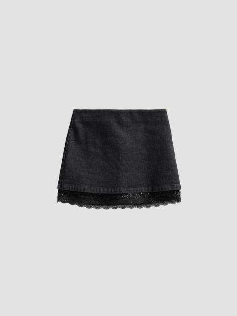 Alice + Olivia Women's Rubi Denim Lace-Trim Mini Skirt - Clarissa Black Black