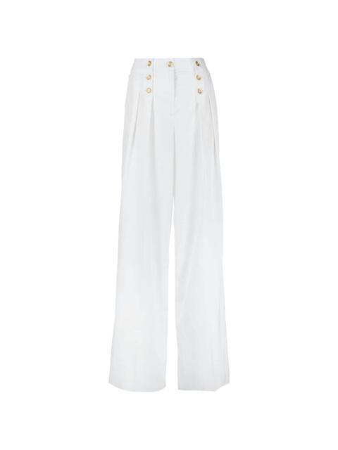 decorative buttons high-waisted trousers