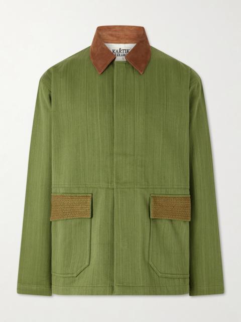 KARTIK RESEARCH Jodhpur Embroidered Suede-Trimmed Cotton Jacket