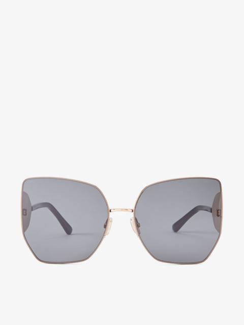 JIMMY CHOO River
Rose Gold Oversized Sunglasses with Black Glitter