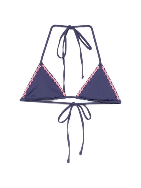 Frankies Bikinis Nick floral-embellished triangle bikini top