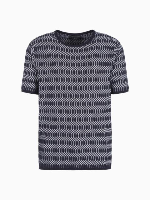 Icon virgin-wool crew-neck jumper with two-tone op-art jacquard motif