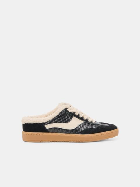 dolce vita NOTICE SLIDE PLUSH SNEAKERS BLACK WOVEN LEATHER