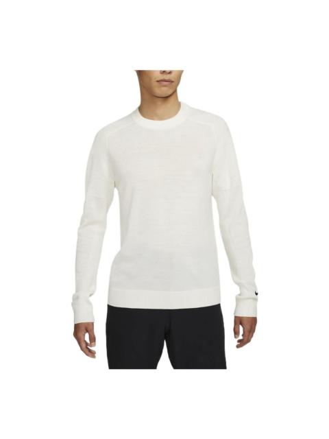 Nike Men's Nike Tiger Woods Solid Color Elastic Breathable Golf Round Neck Wool Sweater Mountain White CU
