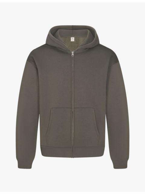 SKIMS Fleece Lounge Relaxed Zip Cotton-Jersey Hoody