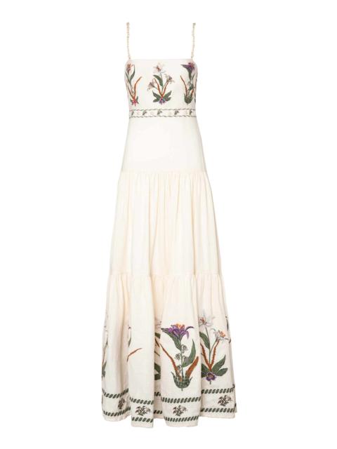 Agua by Agua Bendita Lima Embroidered Linen Maxi Dress neutral