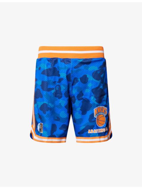 A BATHING APE® NBA Knicks Logo-Embroidered Mesh Shorts