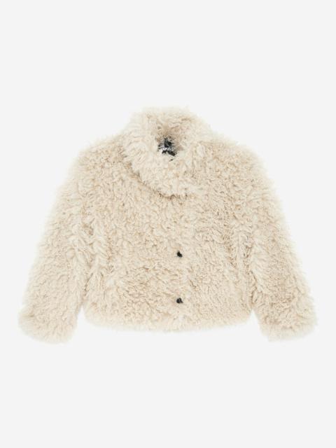 The Kooples SHORT ECRU FUR-EFFECT COAT
