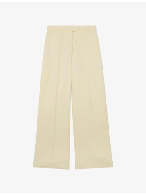 REISS Anya Wide-Leg Silk and Wool Trousers