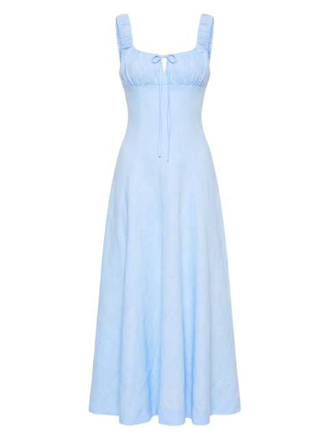 NICHOLAS Women's Dina Ruched Linen Midi-Dress - Sky
