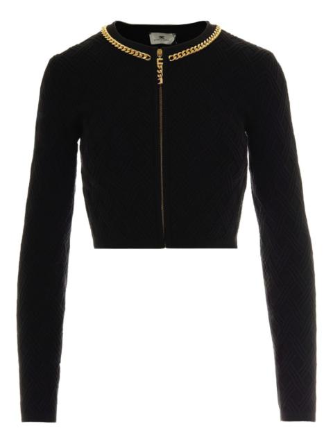 ELISABETTA FRANCHI chain-trim diamond-pattern cardigan