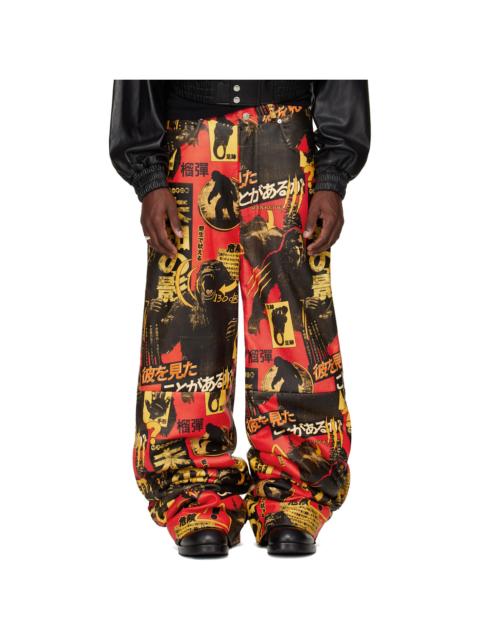 LU'U DAN SSENSE Exclusive Black & Red Stacked Leather Snow Pants