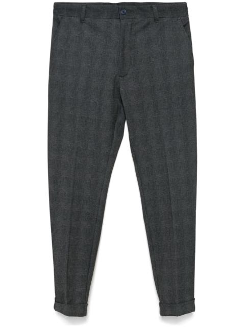 check-print trousers