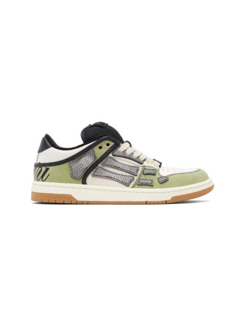 AMIRI White & Green XL Skel Top Low Sneakers