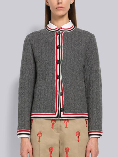 Thom Browne Cable Stitch Boiled Wool Framing Cardigan Jacket