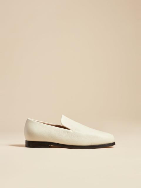 KHAITE The Alessio Loafer in Cream Pebbled Leather
