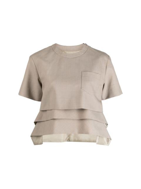 chest-pocket ruffled T-shirt