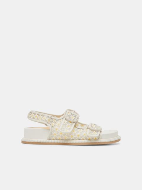 dolce vita STUART FLORAL SANDALS WHITE YELLOW FLORAL MESH