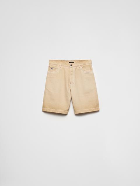 Prada Worn bull-denim Bermudas