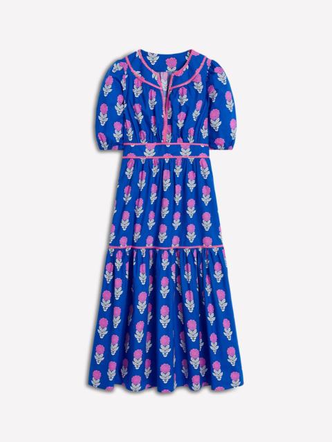 BODEN Rhea Embroidered Midi Dress-Gallery Blue, Dahlia Sprig