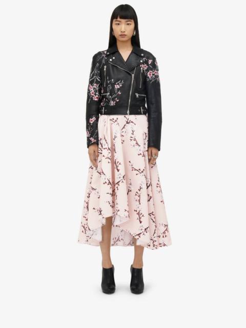 Alexander McQueen Women's Cherry Blossom Asymmetric Midi