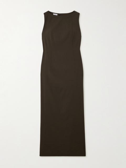 Brunello Cucinelli Bead-embellished Wool-blend Twill Maxi Dress