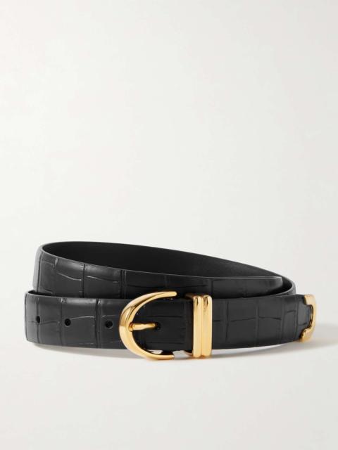 【関税込み】KHAITE ブラック The Medium Julius ベルト Khaite Medium Julius Suede Belt In Black | ModeSens
