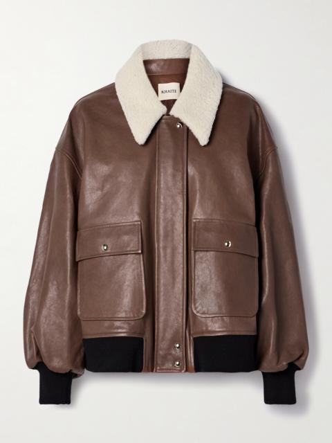 KHAITE Shellar Oversized Shearling-trimmed Leather Jacket