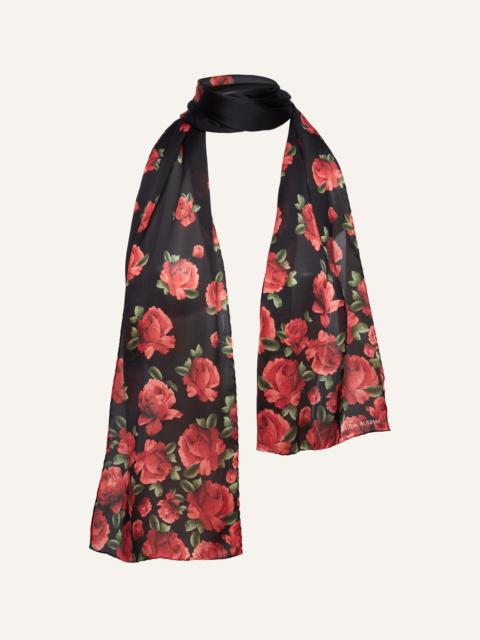MAGDA BUTRYM Rose printed silk scarf in black