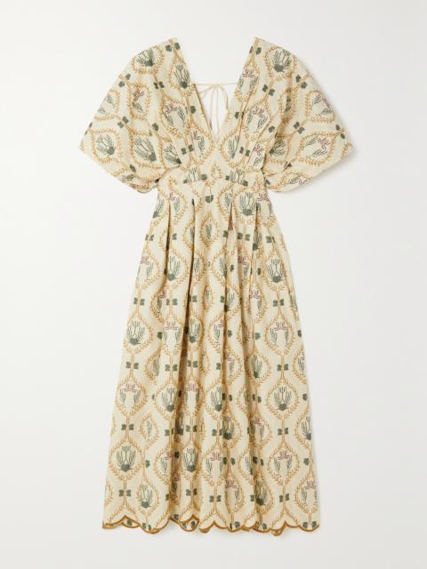 Agua by Agua Bendita + Net Sustain Federica Embroidered Organic Cotton-poplin Midi Dress