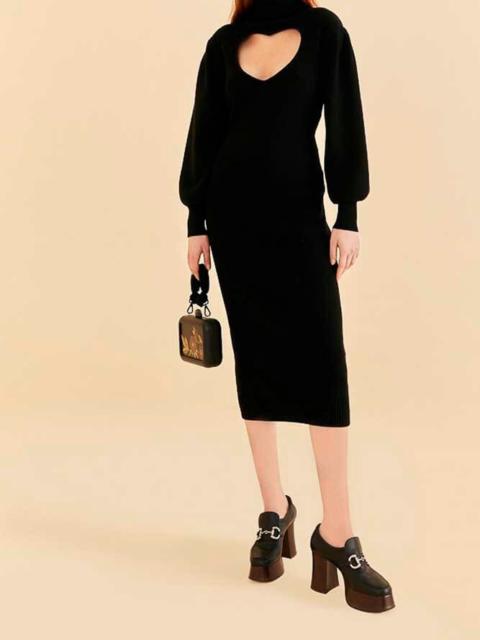 FARM RIO Black Heart Neckline Knit Dress