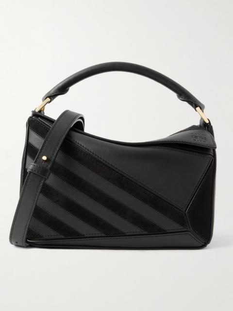 Loewe Puzzle Small Suede-trimmed Leather Shoulder Bag