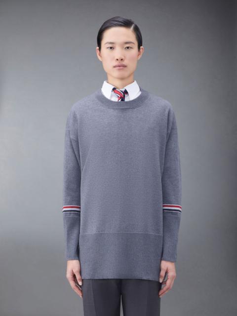 Thom Browne Merino Stripe Jacquard Exaggerated Crew Neck Pullover