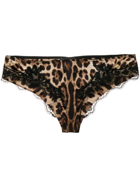 Dolce & Gabbana Brown Leopard-Print Silk Briefs