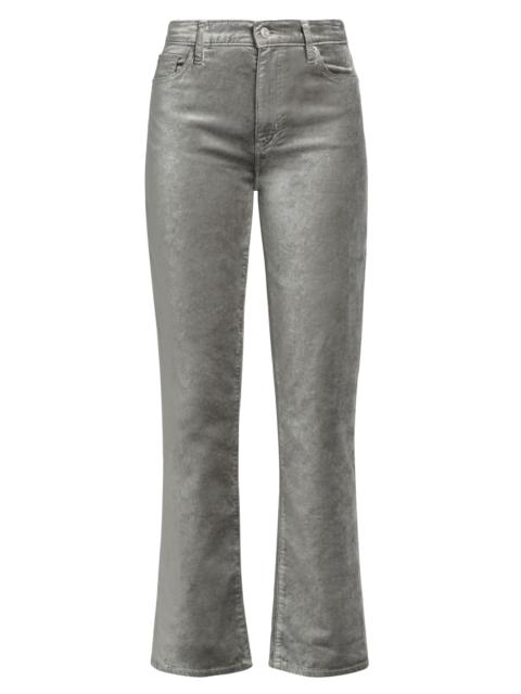 FRAME Women's Le Sleek Metallic Velvet Straight-Leg Jeans - Oyster Velvet