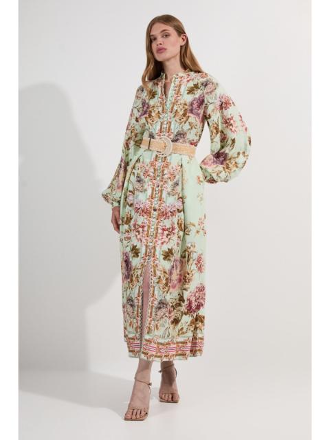KAREN MILLEN Floral Placed Embroidery Organdie Woven Midi Dress