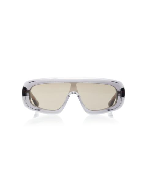 Bottega Veneta Mask-Frame Acetate, Bio-Nylon Sunglasses grey