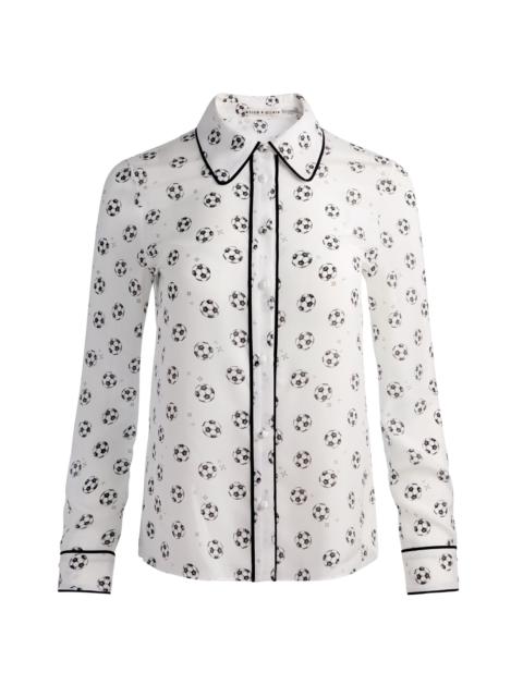 Alice + Olivia WILLA SILK BLOUSE - GO FOR GOLD OFF WHITE