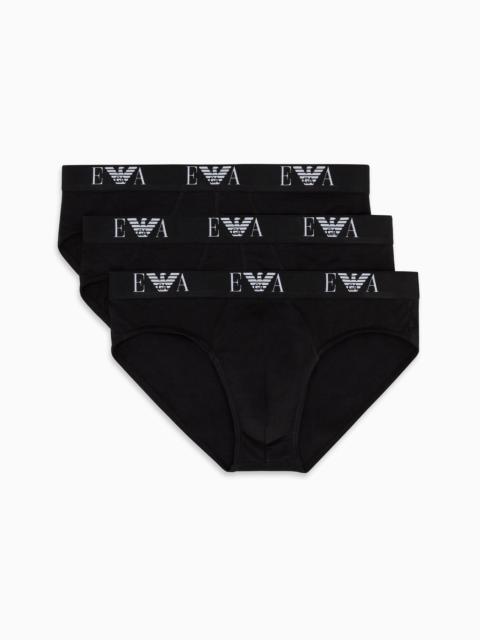 EMPORIO ARMANI Three-pack of briefs with essential monogram logo